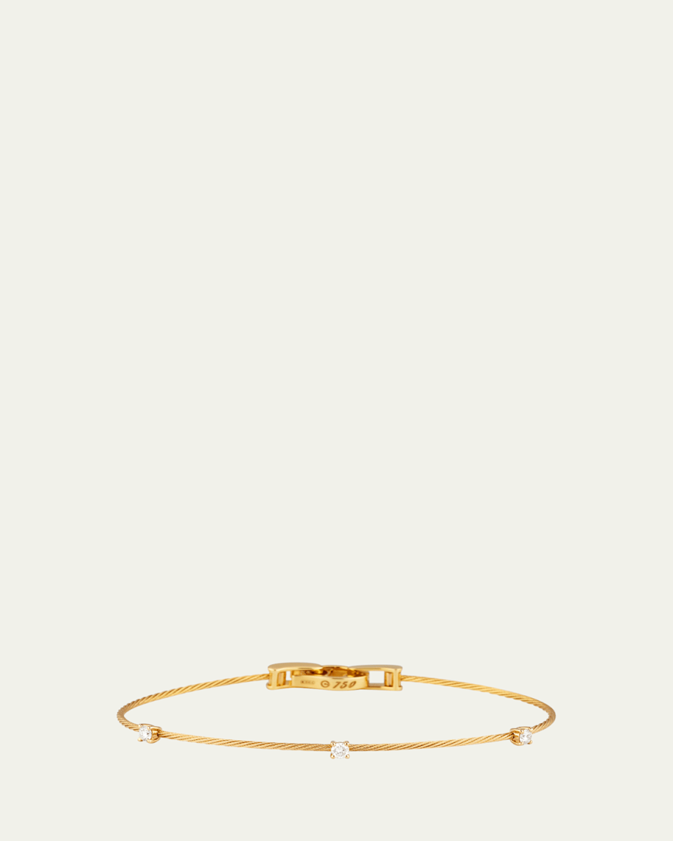 Unity 18k Yellow Gold Three-Diamond Bracelet, 0.18 TCW